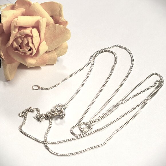 24 inch Sterling Silver Necklace, 925 Sterling Silver Italy 24 inch Silver Chain - Picture 5 of 15